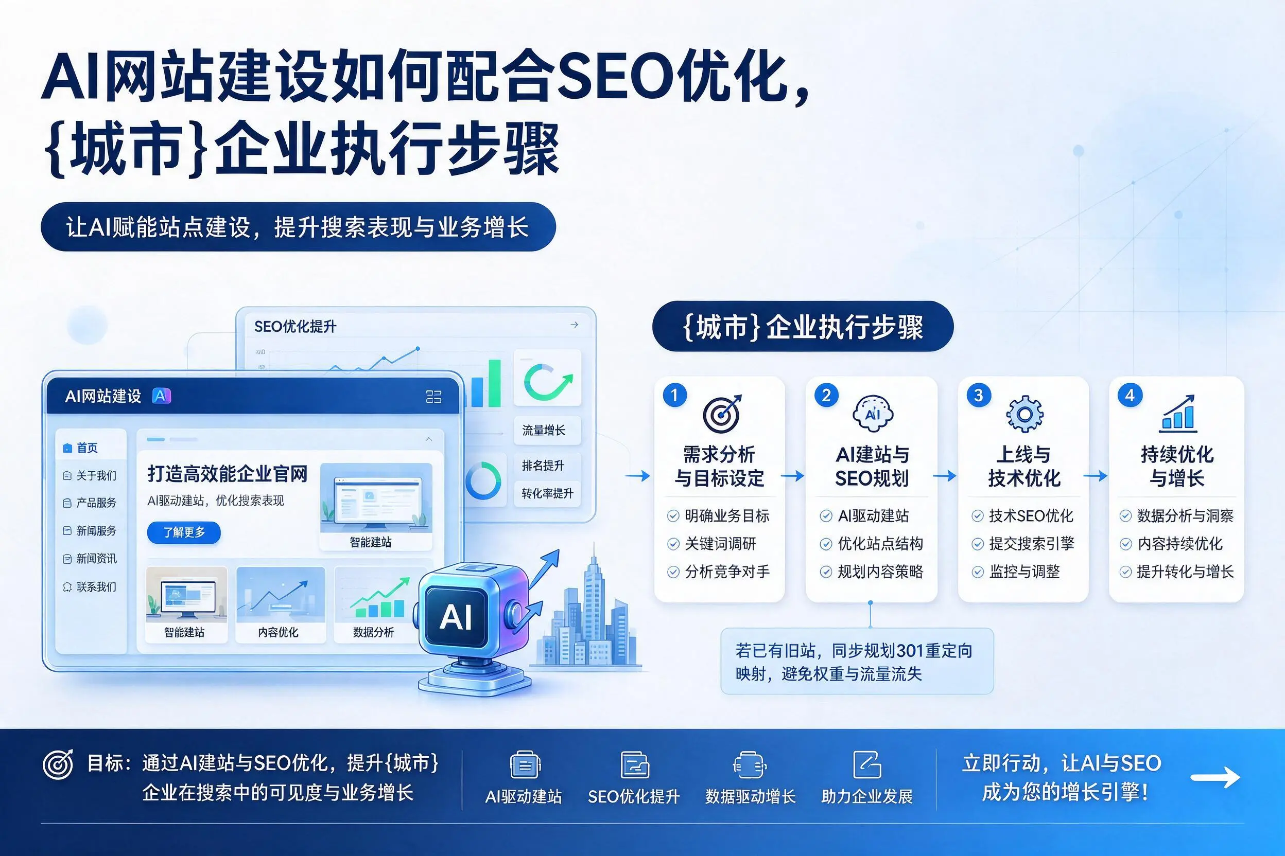 AI网站建设如何配合SEO优化，东营企业执行步骤