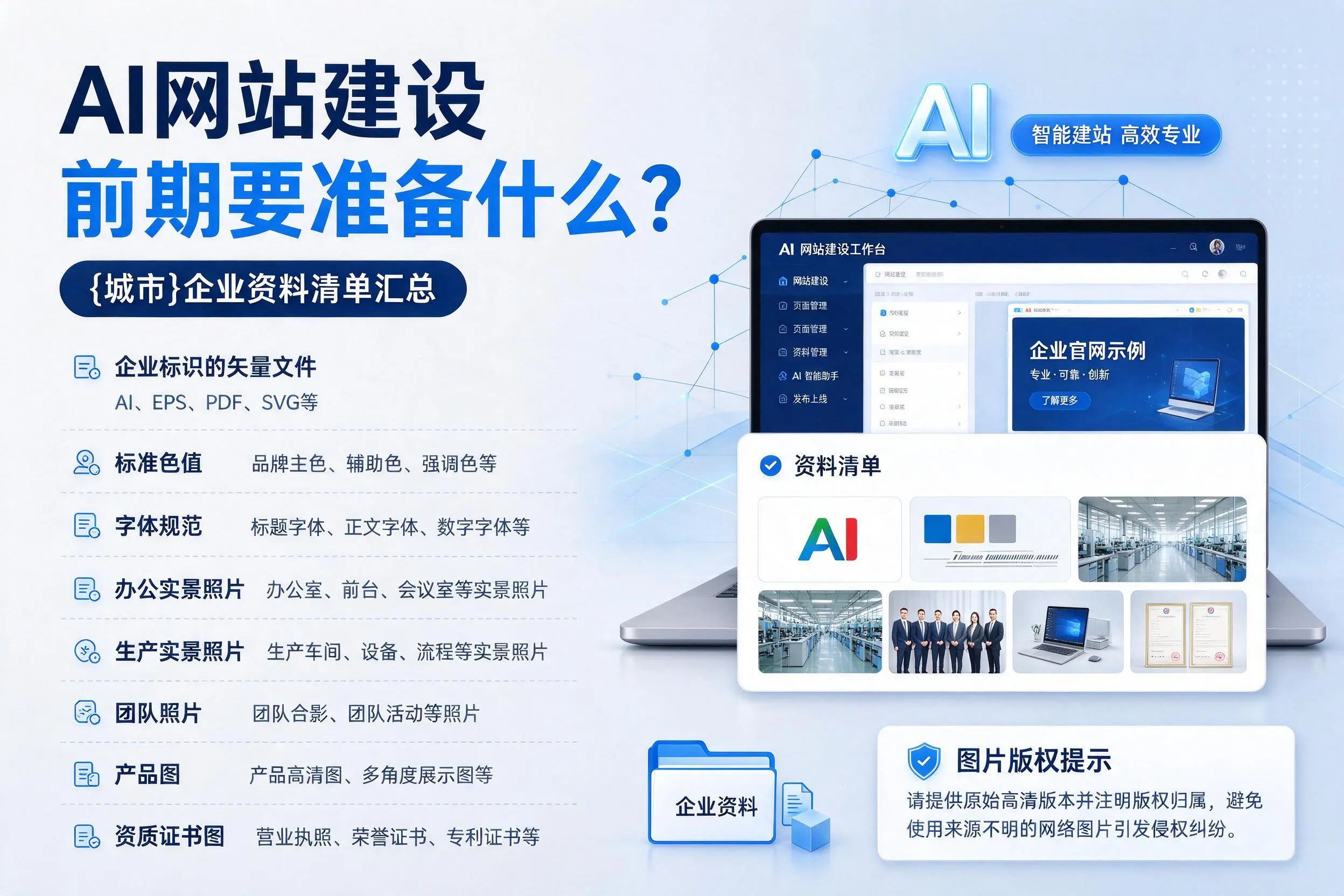 AI网站建设前期要准备什么？东营企业资料清单汇总